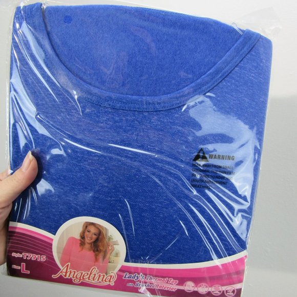 Angelina Women's Fleece-Lined Thermal Tops Blue LG - Picture 2 of 6